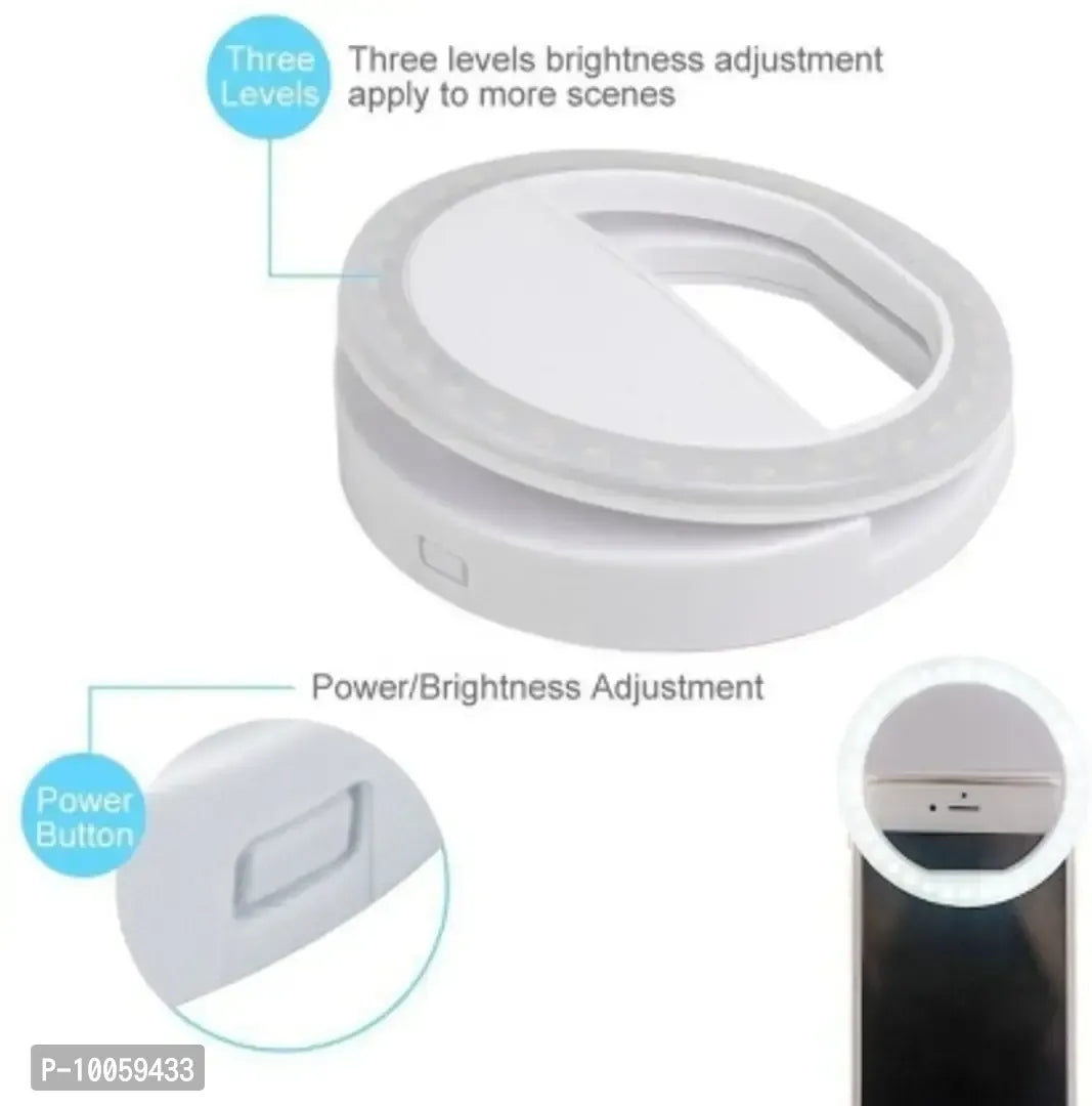 Rechargeable Beauty Selfie Ring Light For Mobile | Selfie Making Short Video Ring Light | 3 Way LED Flash White Light For All Smartphones